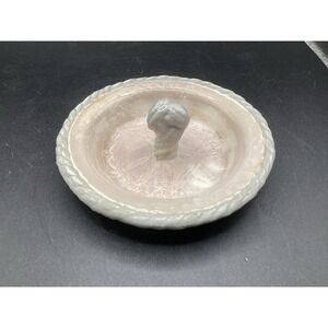 Beige Trinket Ring Catch-All Dish w/ Knot Decor Collectible Cottagecore